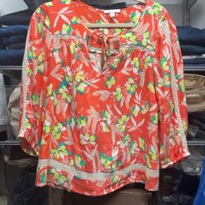 Ella Moss size small 3/4 blouse orange